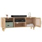 vidaXL Mueble para TV madera maciza pino y ratán natural 105x30x40 cm
