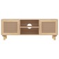 vidaXL Mueble para TV madera maciza pino y ratán natural 105x30x40 cm