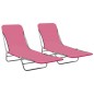 vidaXL Tumbonas plegables 2 unidades acero y tela rosa vidaXL Tumbonas plegables 2 unidades acero y tela rosa