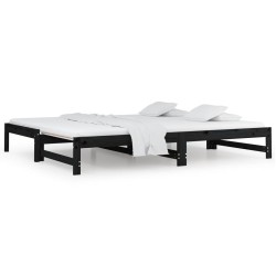 vidaXL Sofá cama extraíble madera maciza de pino negro 2x(90x200) cm