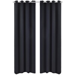 vidaXL Cortinas opacas 2 piezas con ojales de metal 135x175 cm negras