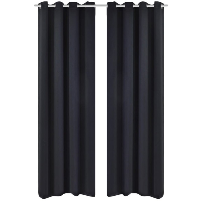 vidaXL Cortinas opacas 2 piezas con ojales de metal 135x175 cm negras