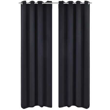 vidaXL Cortinas opacas 2 piezas con ojales de metal 135x175 cm negras