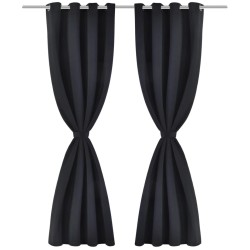 vidaXL Cortinas opacas 2 piezas con ojales de metal 135x175 cm negras
