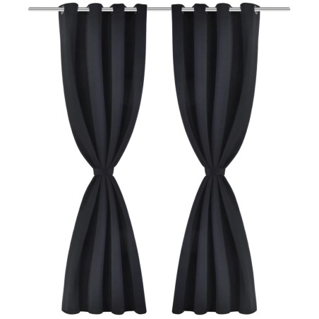 vidaXL Cortinas opacas 2 piezas con ojales de metal 135x175 cm negras