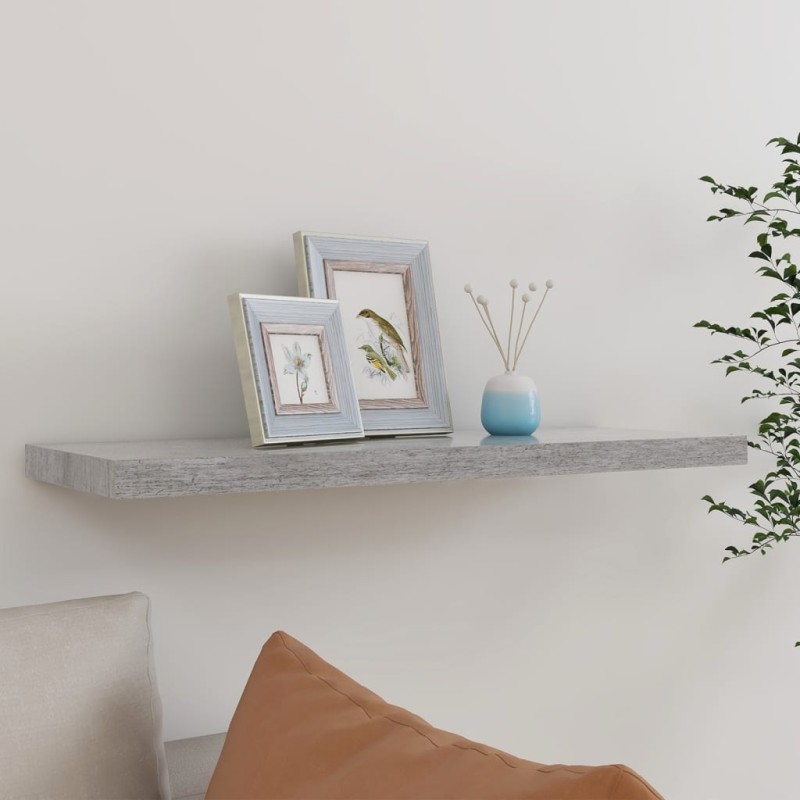 vidaXL Estante flotante de pared MDF gris hormigón 80x23,5x3,8 cm