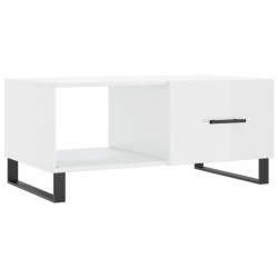vidaXL Mesa de centro madera contrachapada blanco brillo 90x50x40 cm