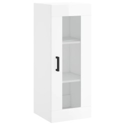 vidaXL Armario de pared blanco brillante 34,5x34x90 cm