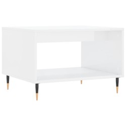 vidaXL Mesa de centro madera de ingeniería blanco brillo 60x50x40 cm
