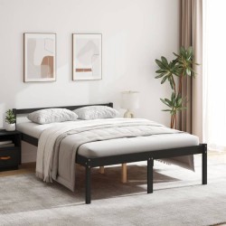 vidaXL Cama para personas mayores madera maciza pino negra 120x200 cm