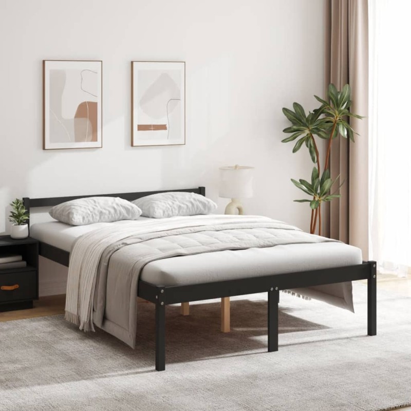 vidaXL Cama para personas mayores madera maciza pino negra 120x200 cm vidaXL Cama para personas mayores madera maciza pino negra 120x200 cm