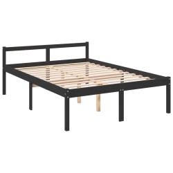 vidaXL Cama para personas mayores madera maciza pino negra 120x200 cm