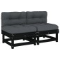 vidaXL Sofás centrales con cojines 2 uds madera maciza de pino negro vidaXL Sofás centrales con cojines 2 uds madera maciza de pino negro