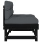 vidaXL Sofás centrales con cojines 2 uds madera maciza de pino negro vidaXL Sofás centrales con cojines 2 uds madera maciza de pino negro