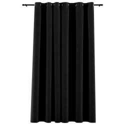 vidaXL Cortina opaca con ojales look de lino gris antracita 290x245 cm