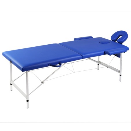  vidaXL Camilla de masaje plegable 2 zonas estructura de madera azul