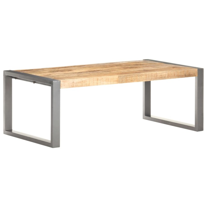 vidaXL Mesa de centro madera de mango rugosa 110x60x40 cm