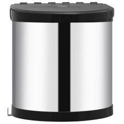 vidaXL Papelera de cocina empotrada acero inoxidable 8 L