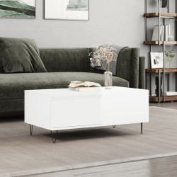 vidaXL Mesa de centro madera contrachapada blanco brillo 90x50x36,5 cm