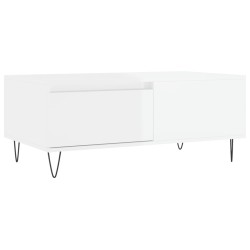 vidaXL Mesa de centro madera contrachapada blanco brillo 90x50x36,5 cm