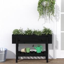 vidaXL Arriate elevado de jardín madera maciza pino negro 101x30x69 cm