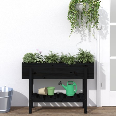 vidaXL Arriate elevado de jardín madera maciza pino negro 101x30x69 cm