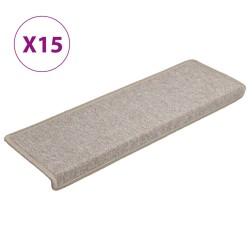 vidaXL Alfombras de peldaños de escalera 15 uds gris topo 65x21x4 cm
