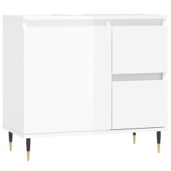 vidaXL Armario de baño madera contrachapada blanco brillo 65x33x60 cm