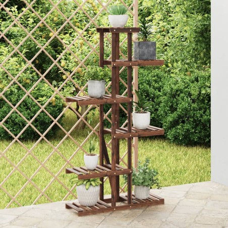 vidaXL Soporte para flores de madera maciza abeto 75x25x140,5 cm