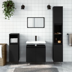 vidaXL Set de muebles de baño 3 piezas madera contrachapada negro