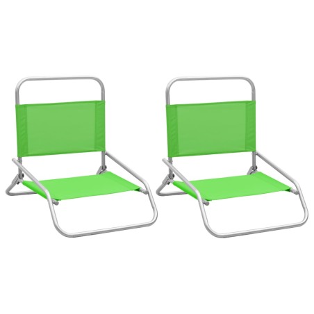 vidaXL Sillas de playa plegables 2 unidades tela verde