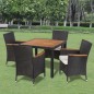 vidaXL Set comedor de jardín 5 piezas y cojines ratán sintético negro