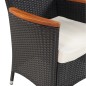 vidaXL Set comedor de jardín 5 piezas y cojines ratán sintético negro