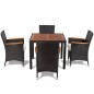 vidaXL Set comedor de jardín 5 piezas y cojines ratán sintético negro