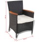vidaXL Set comedor de jardín 5 piezas y cojines ratán sintético negro
