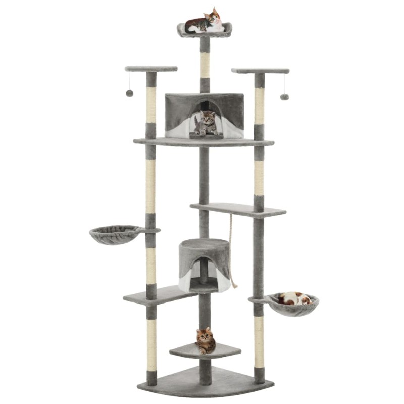 vidaXL Rascador para gatos con poste de sisal 203 cm gris y blanco vidaXL Rascador para gatos con poste de sisal 203 cm gris y blanco