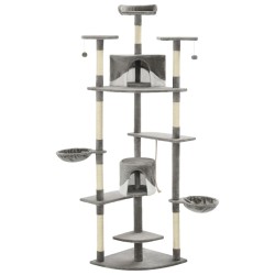 vidaXL Rascador para gatos con poste de sisal 203 cm gris y blanco 