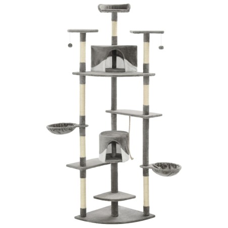 vidaXL Rascador para gatos con poste de sisal 203 cm gris y blanco 
