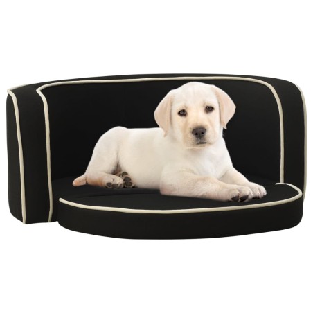 vidaXL Sofá plegable para perro cojín lavable de lino negro 76x71x30cm