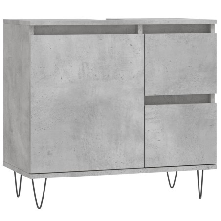 vidaXL Armario de baño madera contrachapada gris hormigón 65x33x60 cm