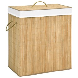 vidaXL Cesto de ropa sucia de bambú 2 secciones 100 l