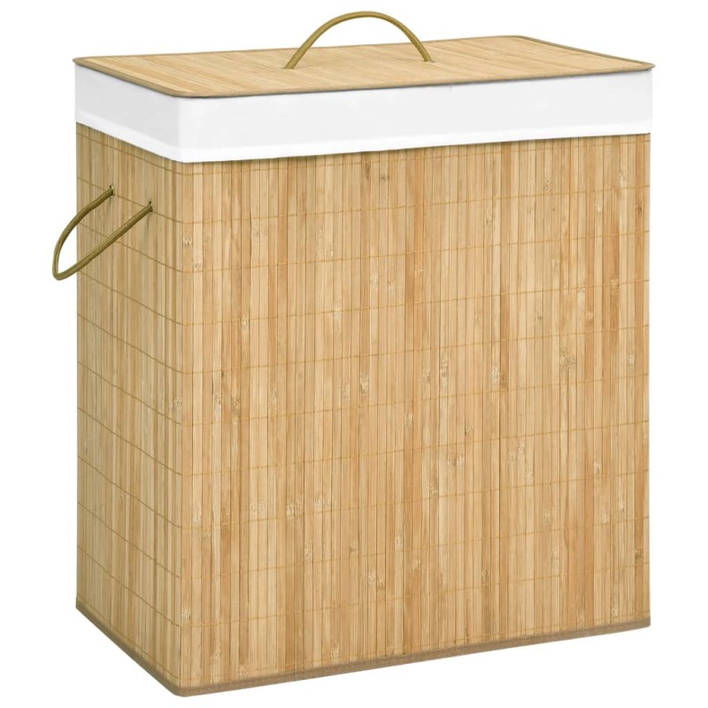 vidaXL Cesto de ropa sucia de bambú 2 secciones 100 l vidaXL Cesto de ropa sucia de bambú 2 secciones 100 l