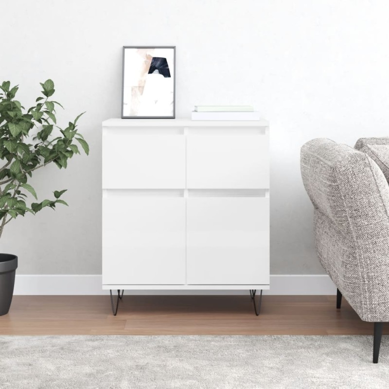 vidaXL Aparador de madera contrachapada blanco brillante 60x35x70 cm vidaXL Aparador de madera contrachapada blanco brillante 60x35x70 cm