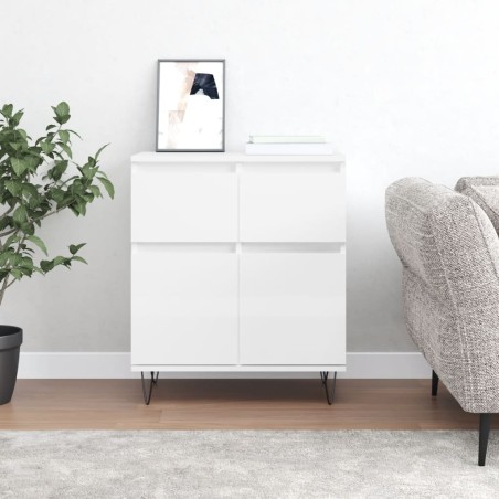 vidaXL Aparador de madera contrachapada blanco brillante 60x35x70 cm
