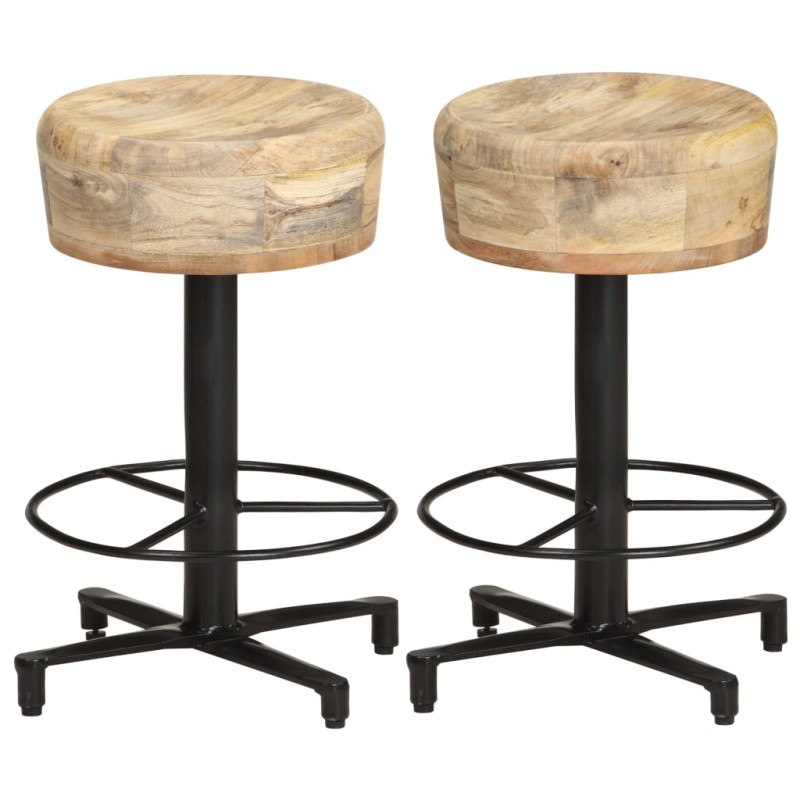 vidaXL Taburetes de cocina 2 unidades madera maciza de mango 52 cm vidaXL Taburetes de cocina 2 unidades madera maciza de mango 52 cm