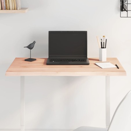 vidaXL Tablero de mesa madera maciza roble borde natural 80x50x2 cm