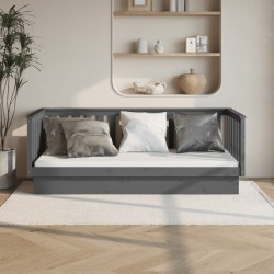 vidaXL Sofá cama madera maciza de pino gris 90x200 cm