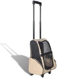 vidaXL Carrito trolley plegable multiusos para mascotas beige