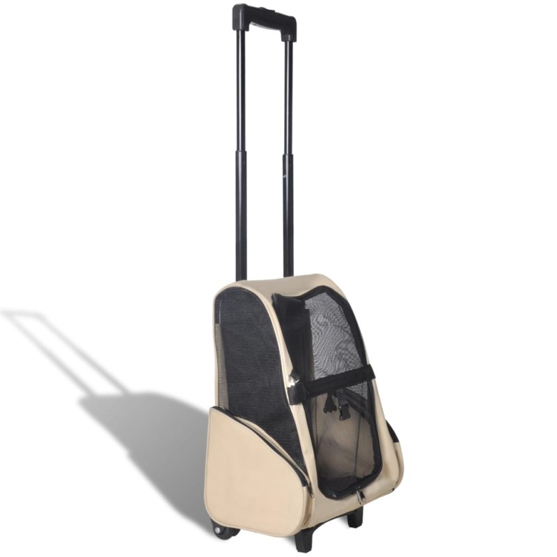 vidaXL Carrito trolley plegable multiusos para mascotas beige