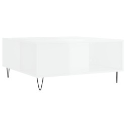 vidaXL Mesa de centro madera contrachapada blanco brillo 80x80x36,5 cm